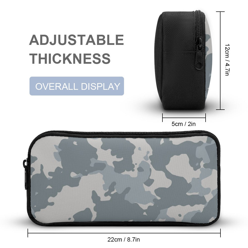 Grey Camo Backpack Three-Piece Set Inkedjoy zippered rectangular accessory pouch with adjustable thickness and dimensions