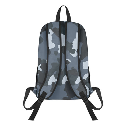 Inkedjoy stylish camouflage backpack shown from back with padded shoulder straps mesh side pockets and handle