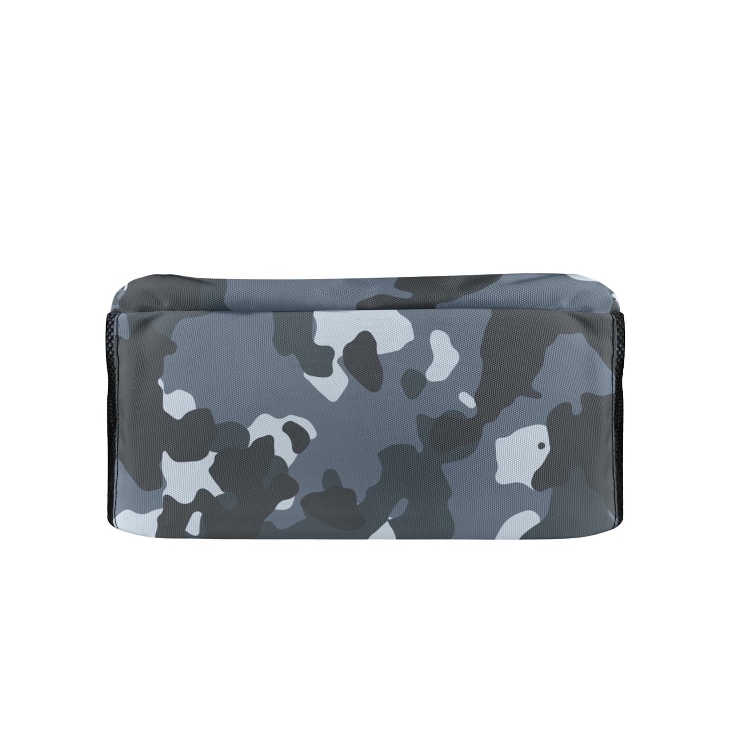 Inkedjoy stylish camouflage backpack in blue gray camo pattern with padded top and mesh side panels