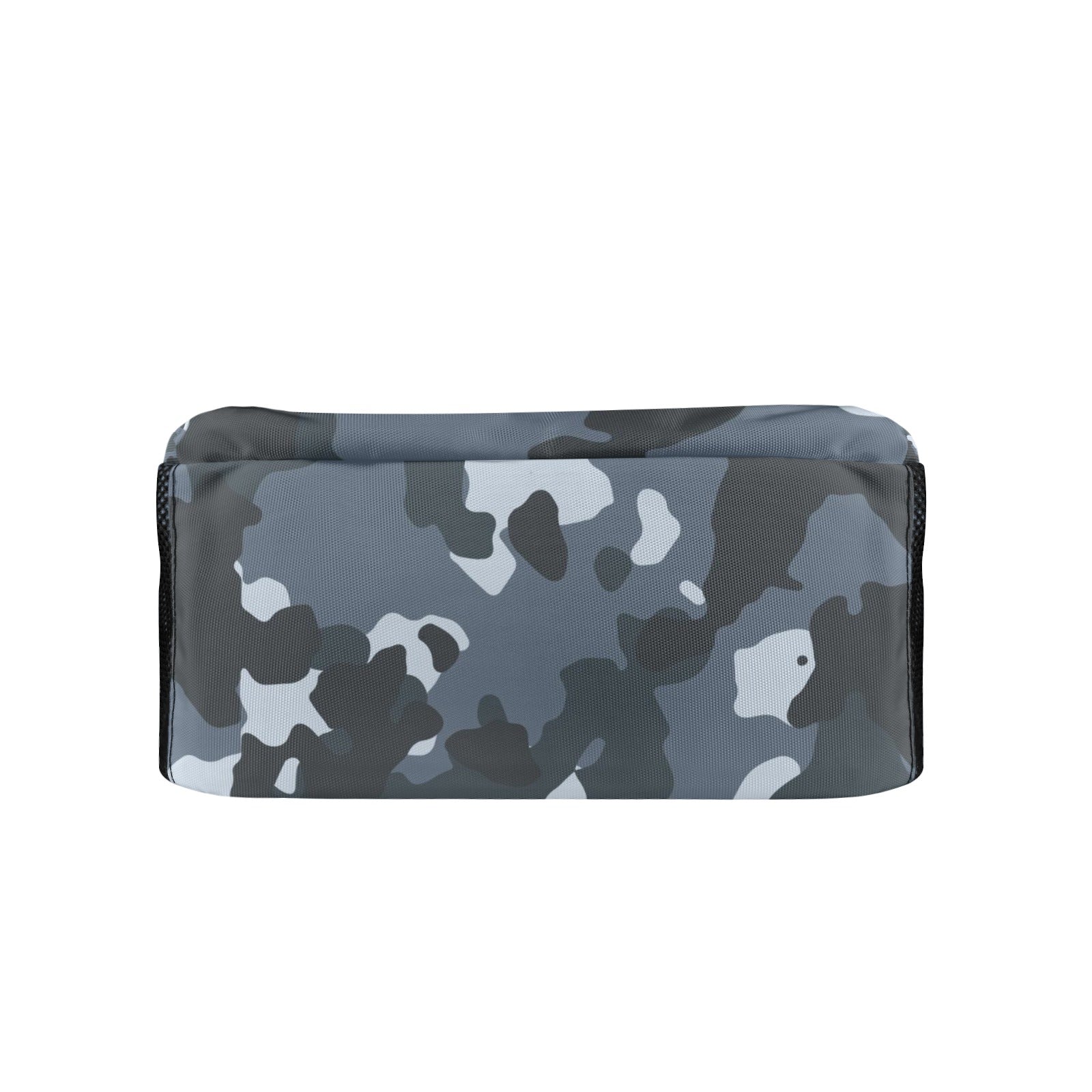 Inkedjoy stylish camouflage backpack in blue gray camo pattern with padded top and mesh side panels