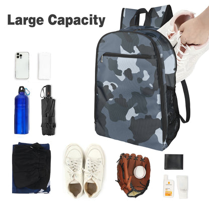 Inkedjoy stylish camouflage backpack large capacity gray camo school travel bag with shoe compartment and mesh side pocket