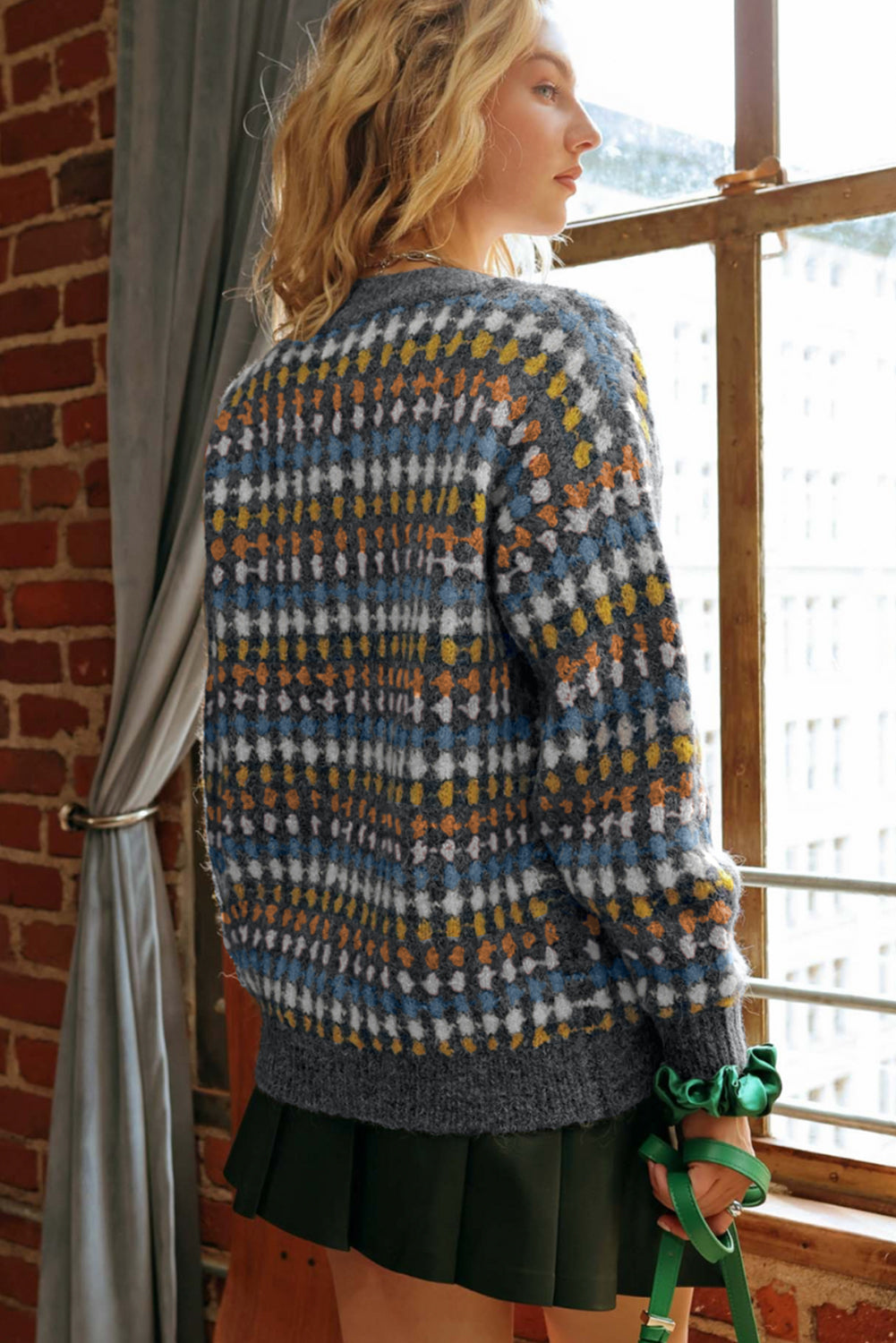 V-Neck Sweater Cardigan in Trendy Colors