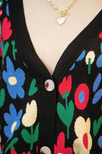 V-Neck Sweater with Colorful Floral Design