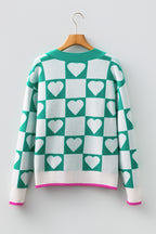 V-Neck Sweater with Heart Design