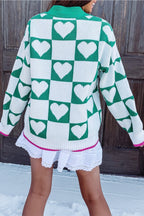 V-Neck Sweater with Heart Design