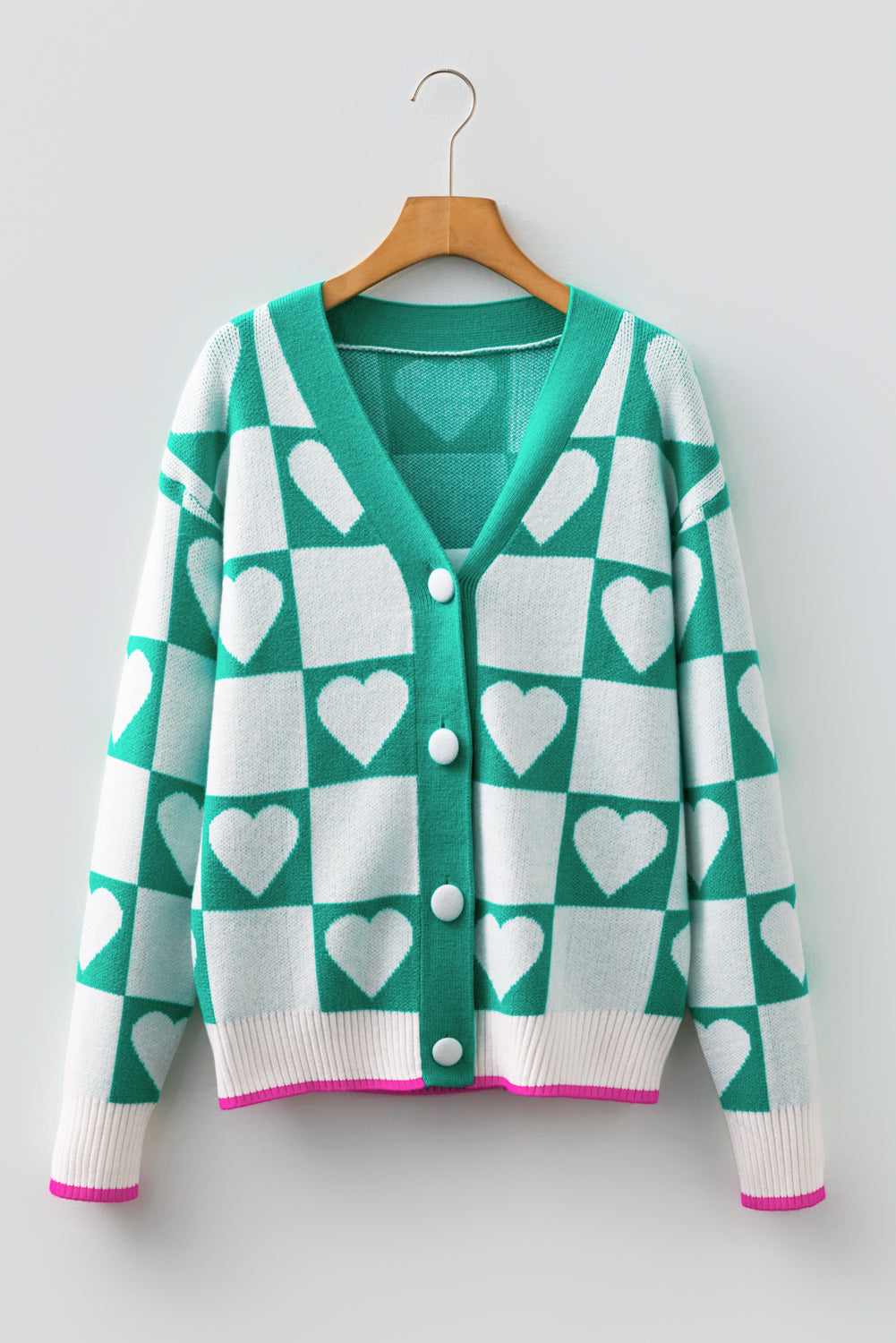 V-Neck Sweater with Heart Design