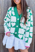 V-Neck Sweater with Heart Design