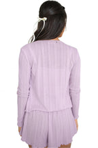 Back view of LuckeLadybug pink cami with matching shorts in 3 piece loungewear set for women