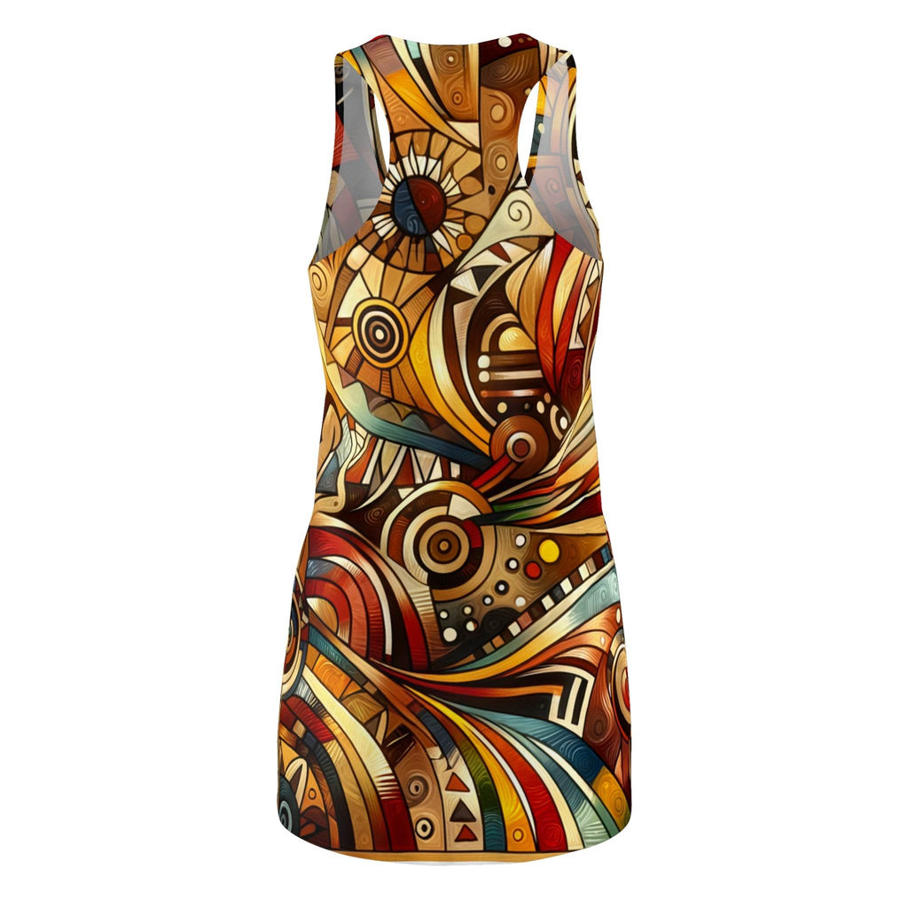 racerback dress featuring vibrant abstract African dress 