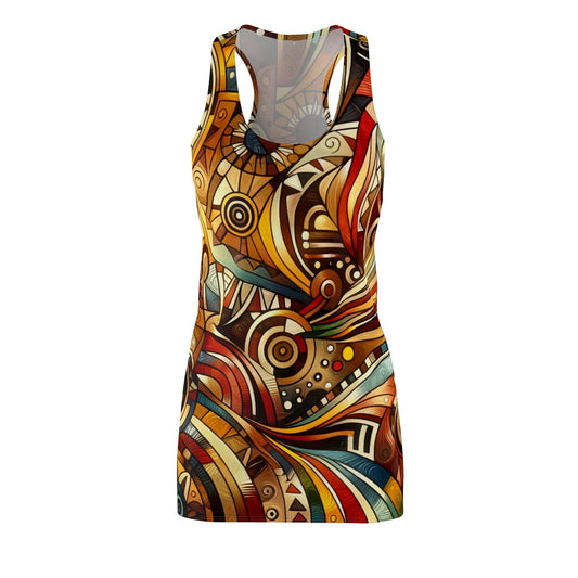 racerback dress featuring an abstract African print dress 
