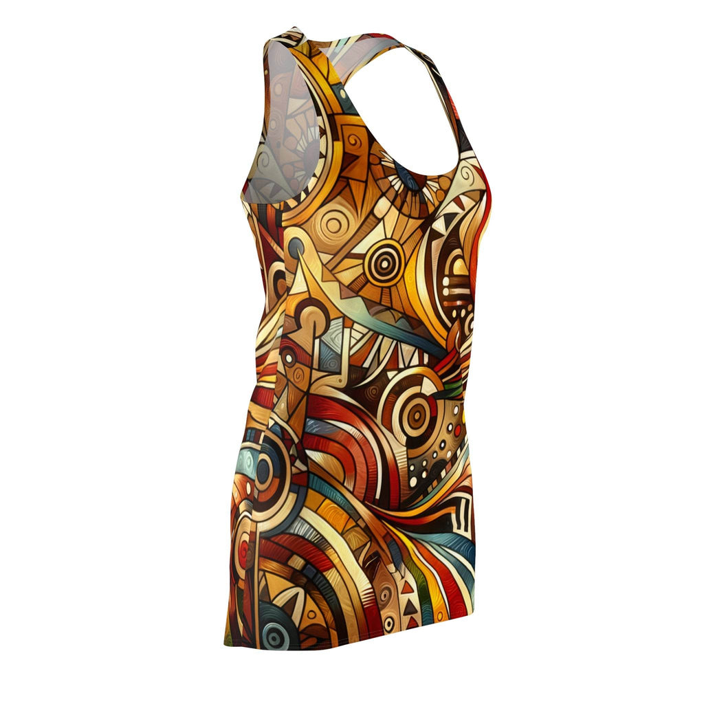 racerback dress featuring an abstract African print dress 