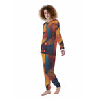 Yoycol African-inspired women's pajamas set featuring colorful abstract patterns with long sleeves and pants