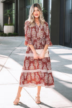 LuckeLadybug LLC Fit & Flare dress in a rich pattern styled as a chic and maxi dress