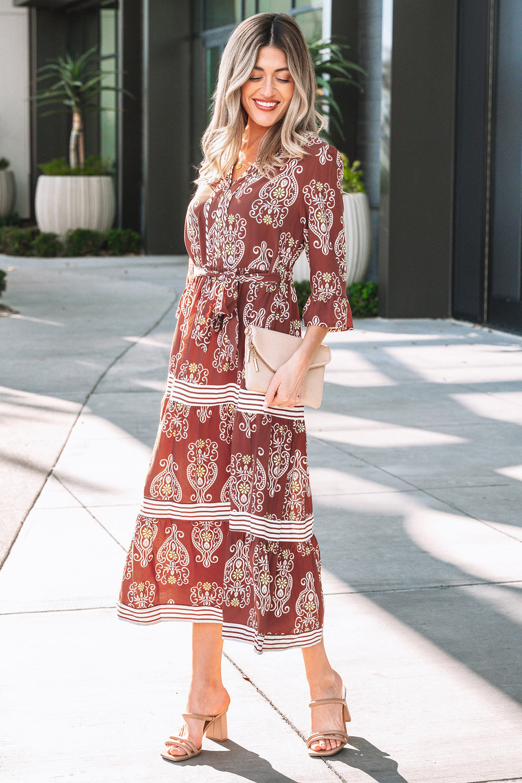 LuckeLadybug LLC Fit & Flare dress with floral print and maxi dress suitable for casual outings