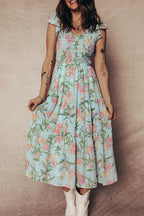 LuckeLadybug LLC Fit & Flare floral and maxi dress with ruffled sleeves and a flattering silhouette