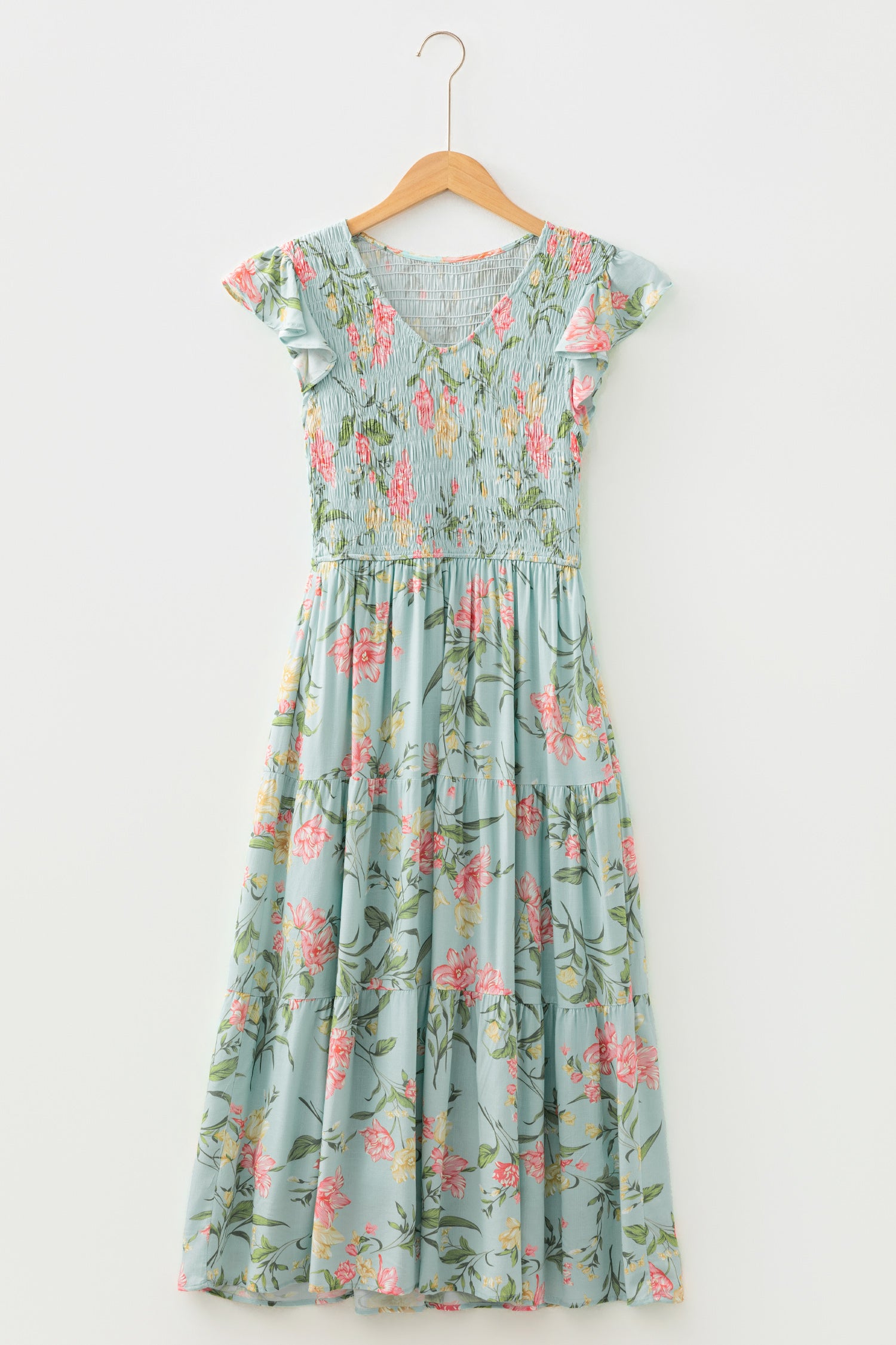 LuckeLadybug Floral Fit & Flare Dress in Blue and maxi dress perfect for spring occasions