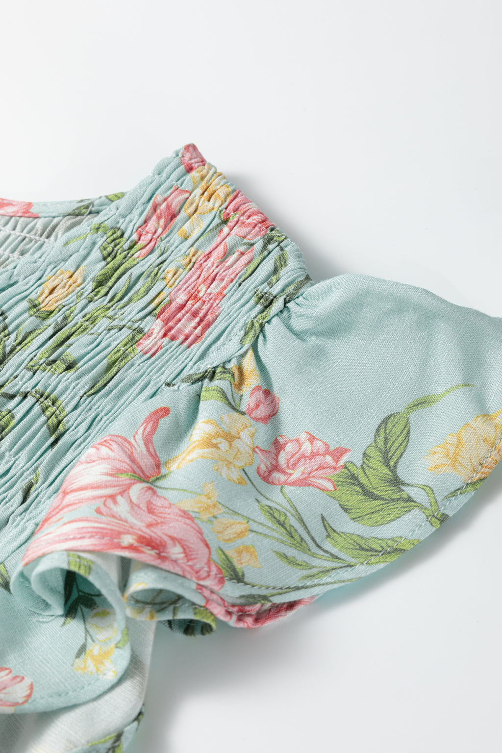 LuckeLadybug LLC Floral Fit & Flare Top with Ruffled Sleeves and maxi dress.