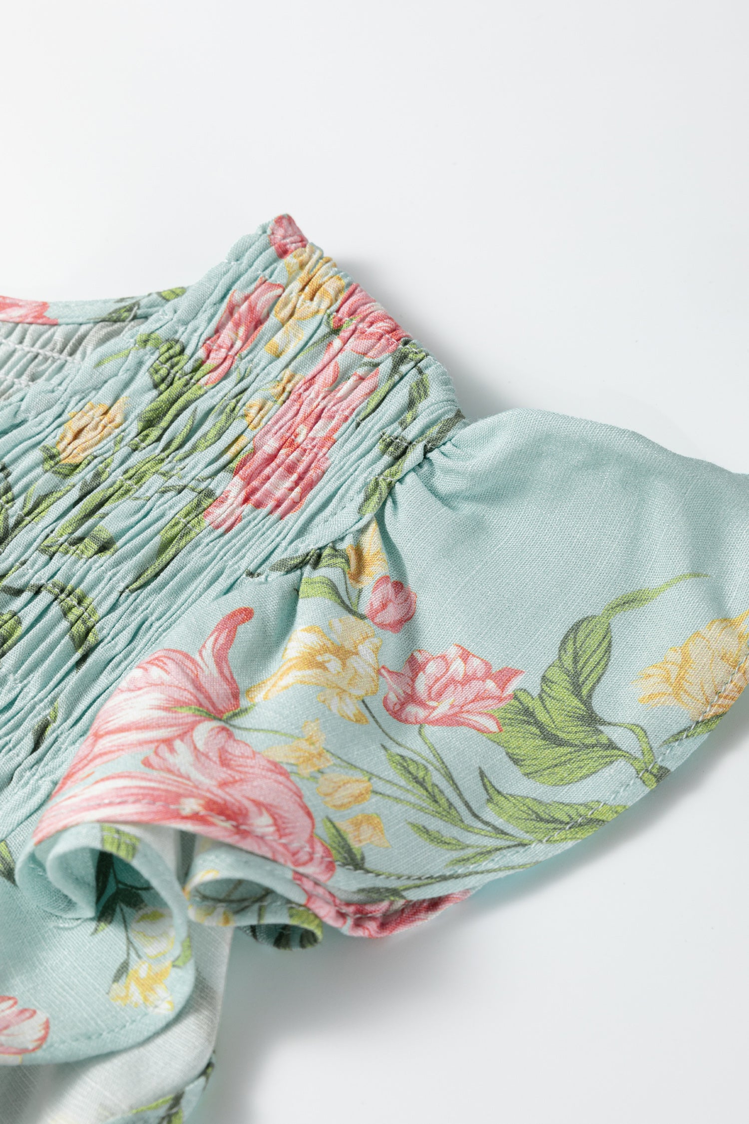 LuckeLadybug LLC Floral Fit & Flare Top with Ruffled Sleeves and maxi dress.