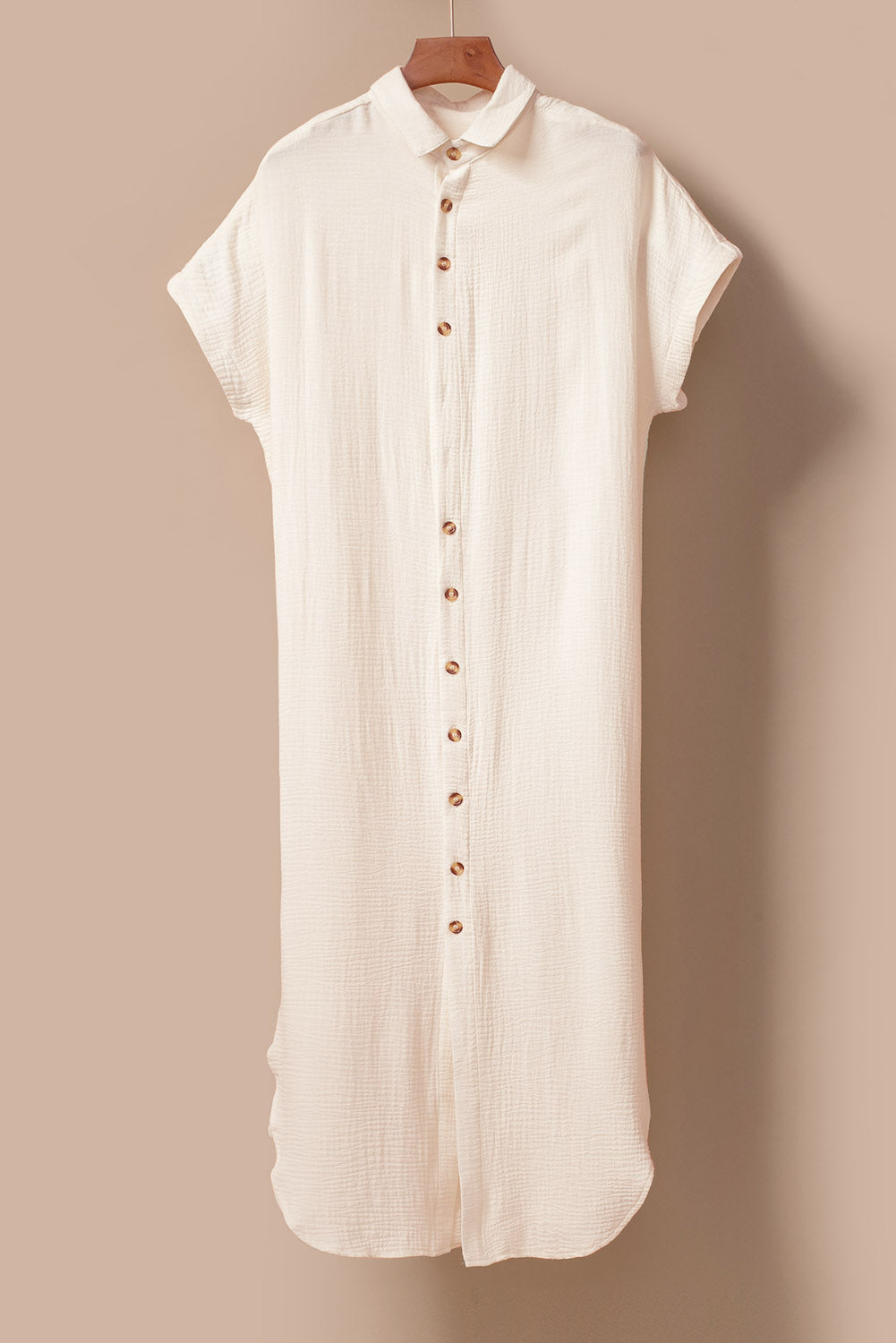 LuckeLadybug LLC Cream Button-Up Cover-Up and maxi dress for a stylish beach look