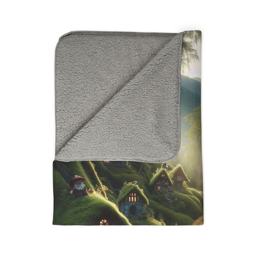 LuckeLadybug sherpa blanket featuring cozy whimsical throw blanket design with soft gray fleece lining