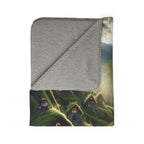 LuckeLadybug sherpa blanket featuring cozy whimsical throw blanket design with soft gray fleece lining