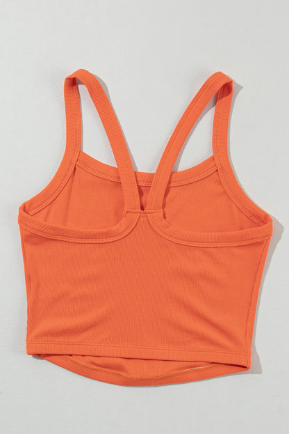 Ladybug grapefruit orange cropped cami top with double straps and soft fabric