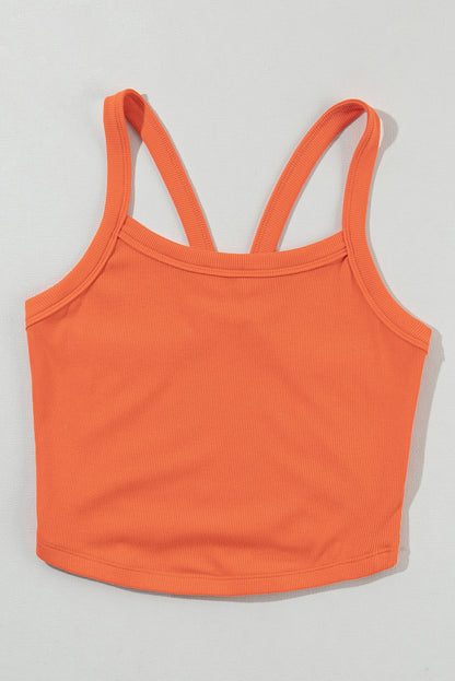LuckeLadybug grapefruit orange cropped cami top with double straps and soft fabric