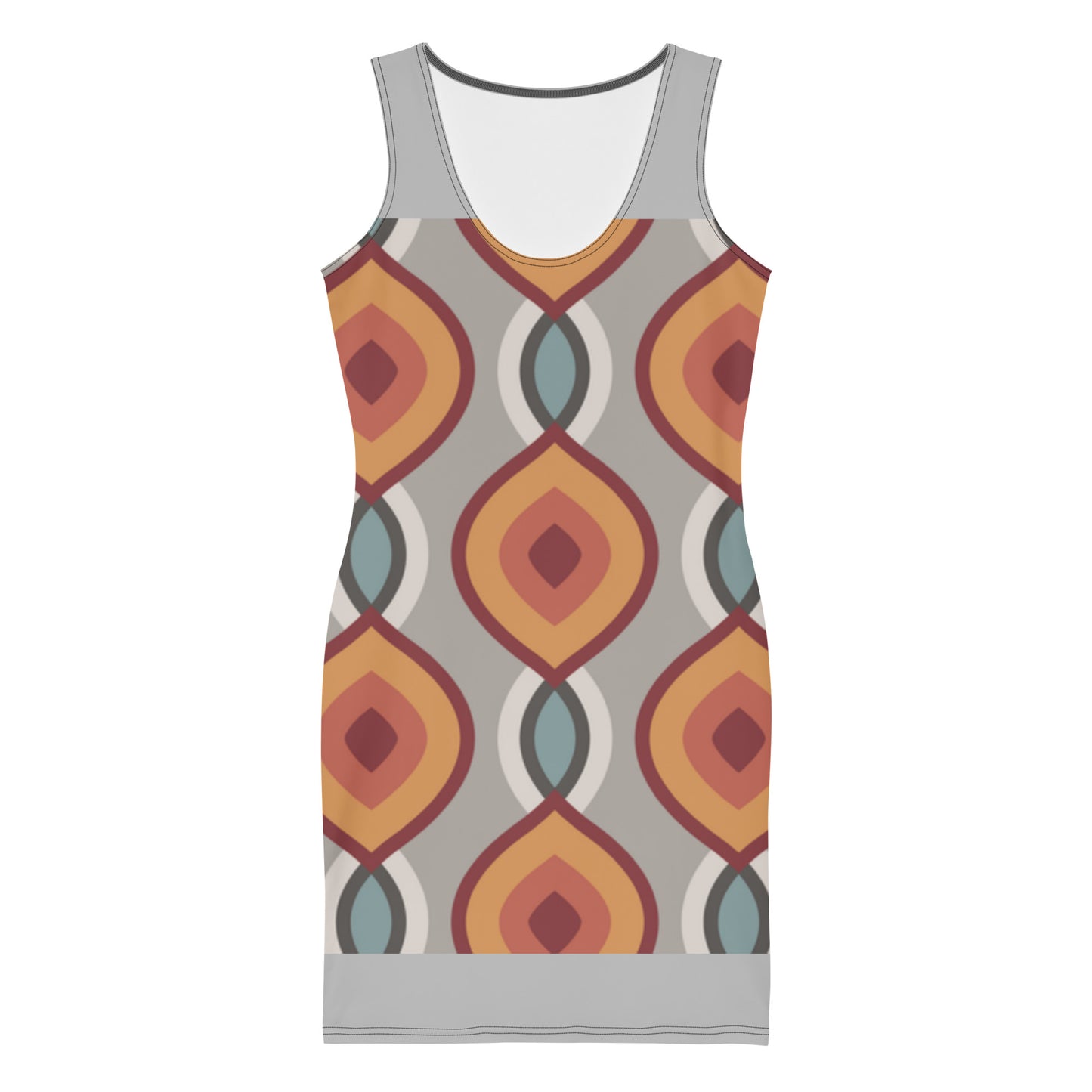 LuckeLadybug patterned bodycon dress online with retro geometric design and sleeveless cut