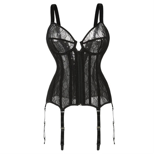 Plus Size Black Lace Corset For Stylish Elegance