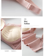 Pink LuckeLadybug push up bra with smooth mold and adjustable straps for comfort and support