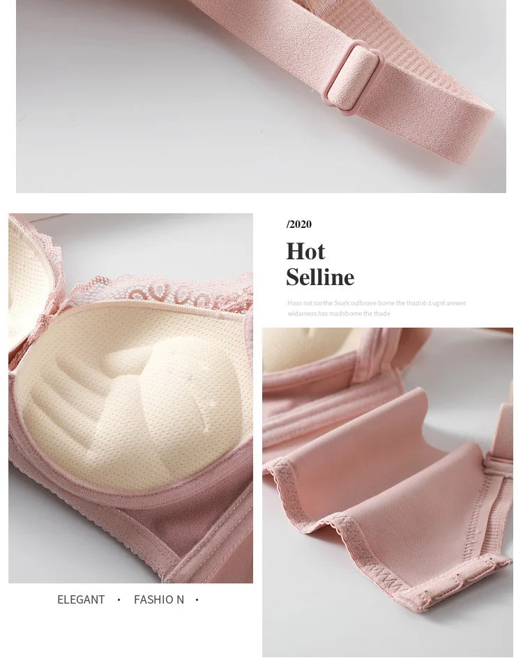 Pink LuckeLadybug push up bra with smooth mold and adjustable straps for comfort and support