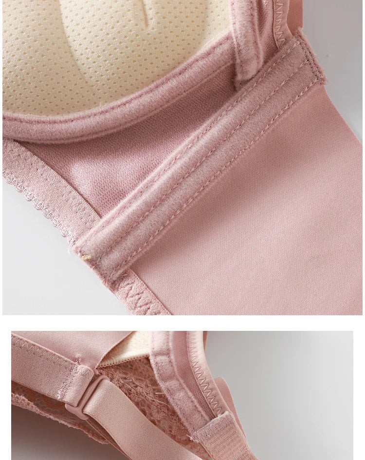 LuckeLadybug LLC Push Up Bra in soft pink with padded cups and adjustable straps for comfort