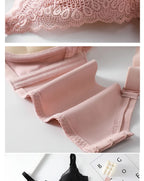 LuckeLadybug LLC Lace Push Up Bra in Pink with Adjustable Straps and Soft Fabric