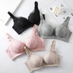 LuckeLadybug push up bra collection featuring black, grey, pink, and beige lace designs