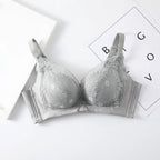 LuckeLadybug LLC Gray Lace Push Up Bra with Adjustable Straps for Enhanced Support