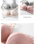 LuckeLadybug push up bra in pink and beige lace for enhanced support and style