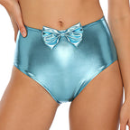 Iridescent Rave Shorts with Bow Detail