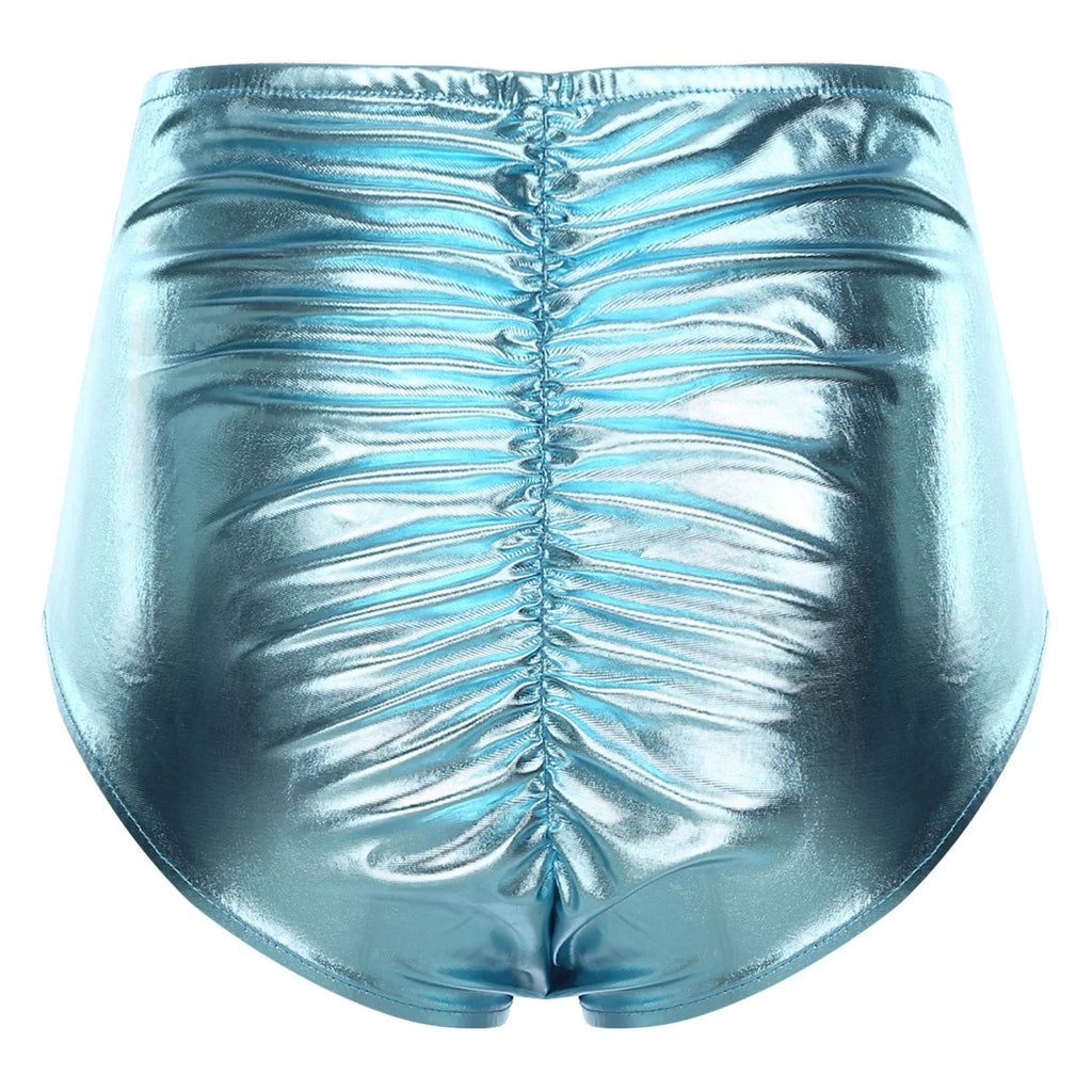Iridescent Rave Shorts with Bow Detail