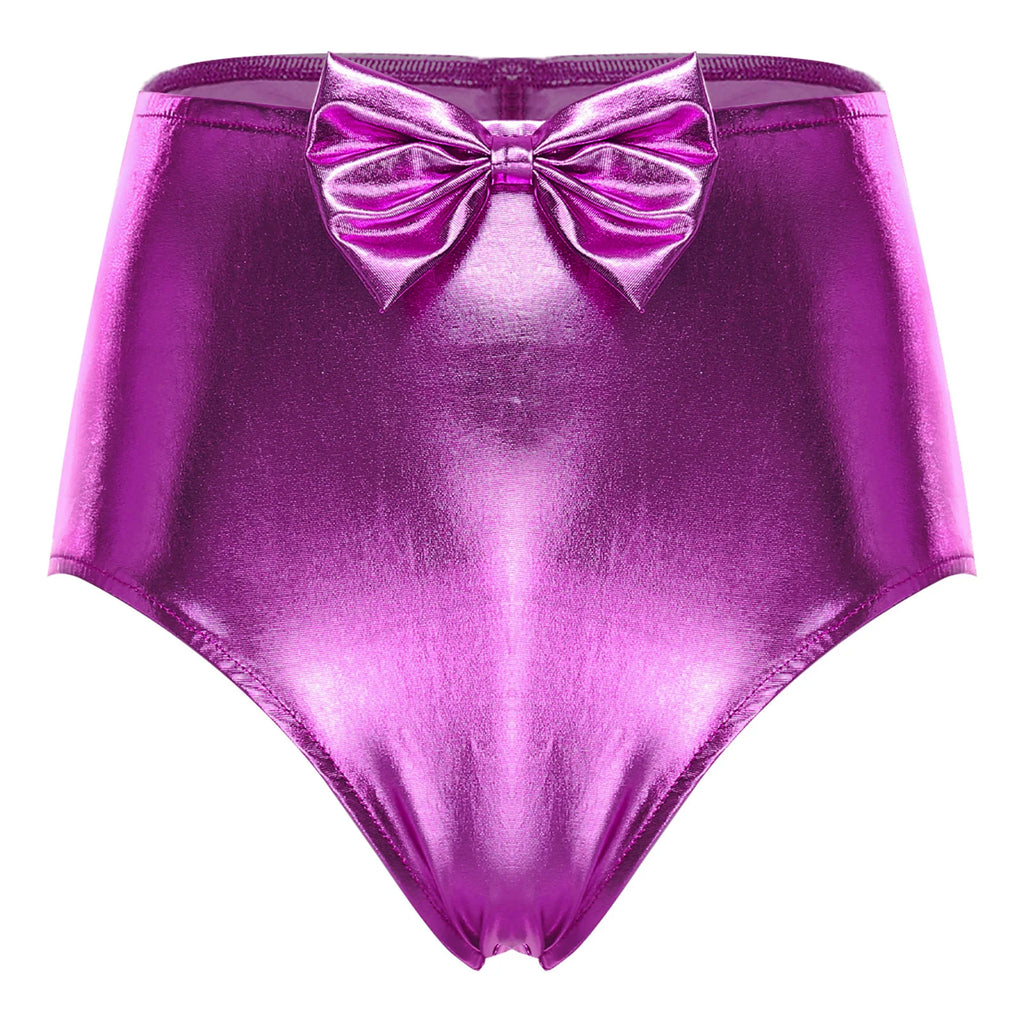 Iridescent Rave Shorts with Bow Detail