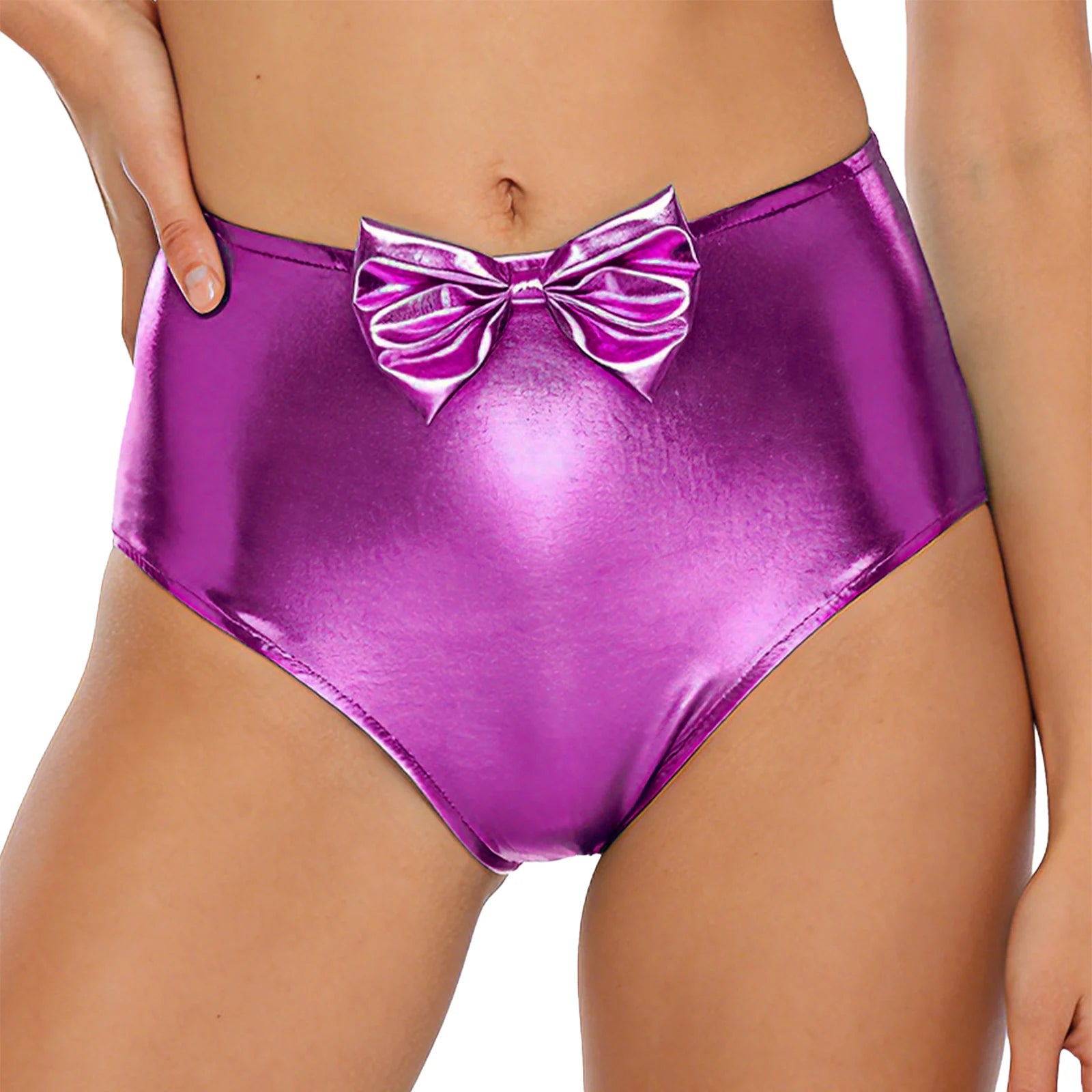 Iridescent Rave Shorts with Bow Detail