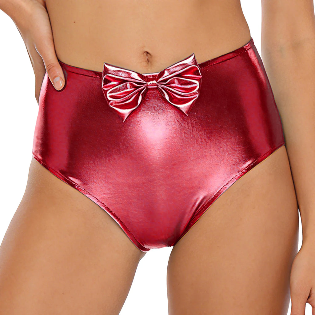 Iridescent Rave Shorts with Bow Detail
