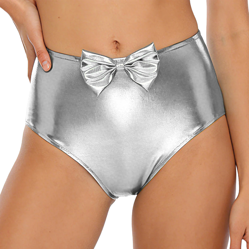 Iridescent Rave Shorts with Bow Detail