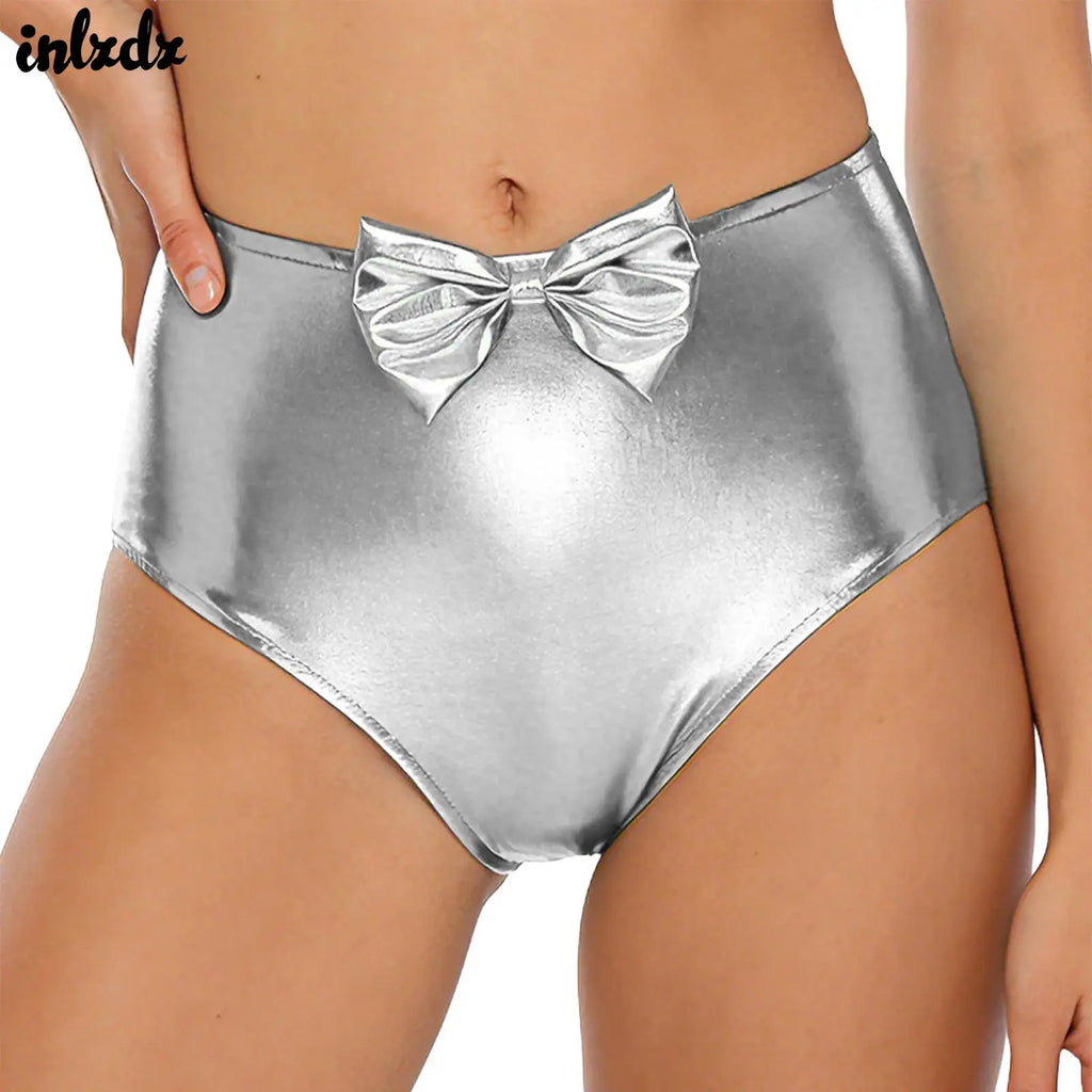 Iridescent Rave Shorts with Bow Detail