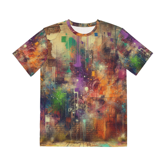 LuckeLadybug colorful abstract print trendy urban fashion mens top T-shirt with short sleeves