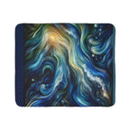 LuckeLadybug sherpa blanket with blue swirl pattern ultra cozy throw for living room