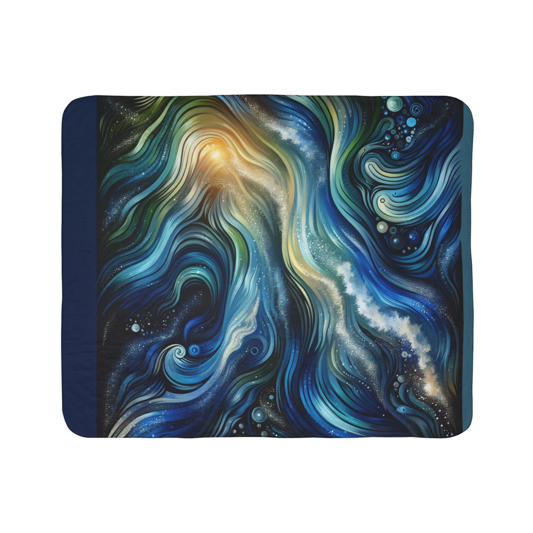 LuckeLadybug sherpa blanket with blue swirl pattern ultra cozy throw for living room