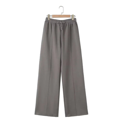 Comfortable gray wide-leg pants for women, part of a stylish women's 2 piece fall outfit