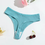 Teal women's cotton thong set featuring a comfortable ribbed design for everyday wear