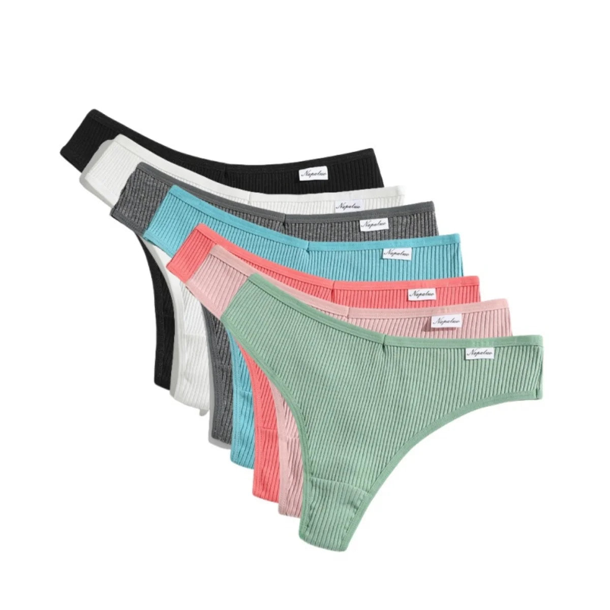 Assorted women's cotton thong set in multiple colors for comfortable everyday wear