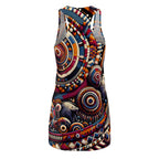 Luckeladybug vibrant ethnic style dress for women racerback sleeveless with colorful circular patterns